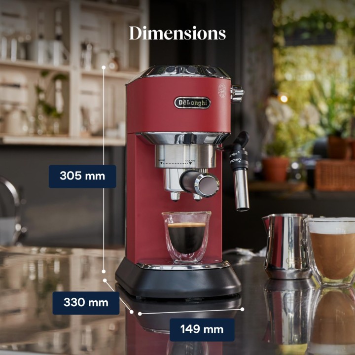 Machine à espresso compacte De'Longhi Dedica EC685.R - Acier inoxydable rouge 15 bars