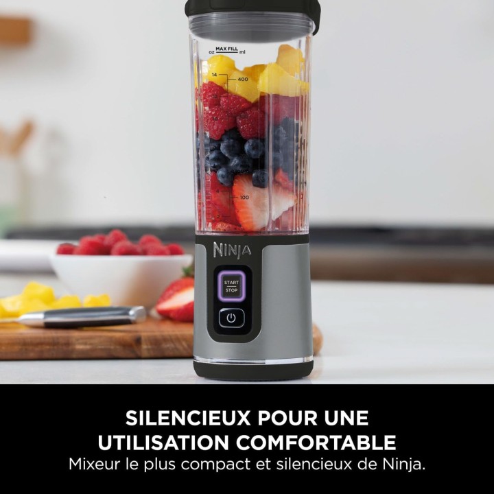 Blender portable Ninja sans fil puissant 530 ml - rechargeable USB-C - noir