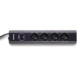 Multiprise 4 prises Philips avec protection surtension 600J et câble 2m - blanc