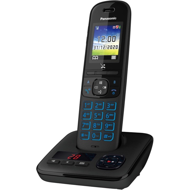 Téléphone sans fil Panasonic avec répondeur, écran couleur et blocage des appels - Noir