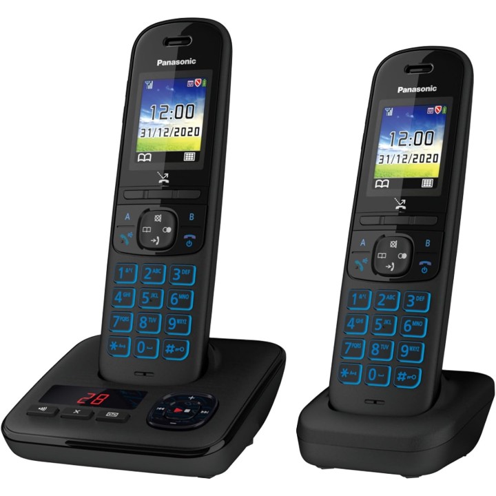 Téléphone sans fil numérique Panasonic duo avec répondeur, écran couleur et blocage d'appels