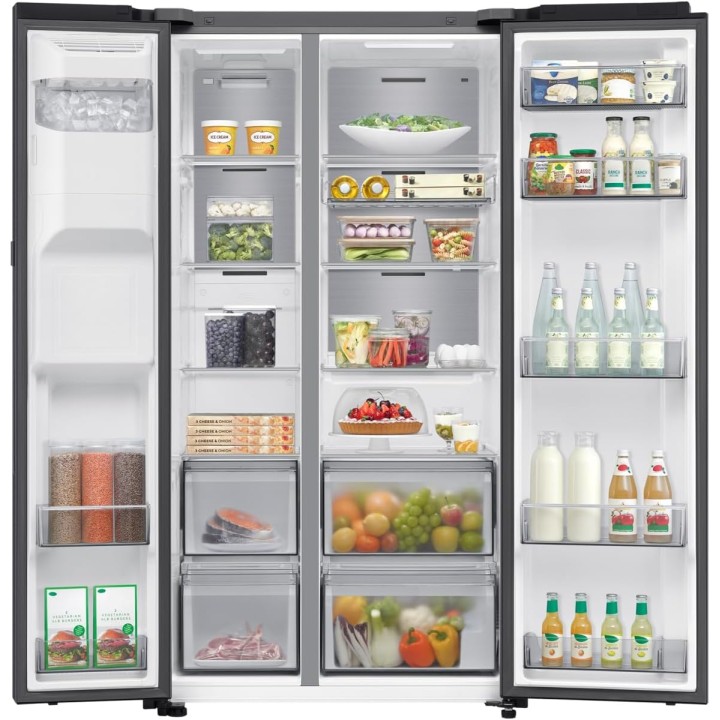 Réfrigérateur américain Samsung 634L AI Twin Cooling Side-by-Side acier noir