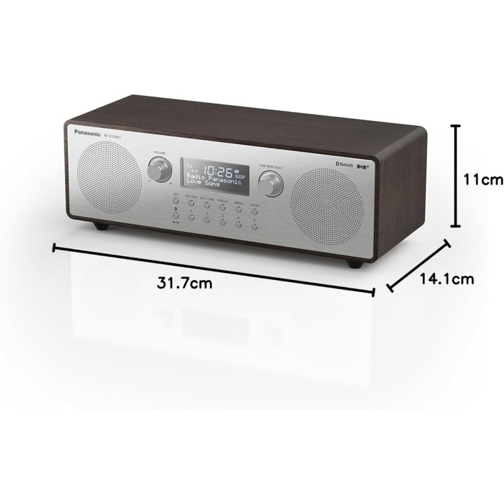 Radio stéréo DAB+/FM Bluetooth 10W Panasonic - Style rétro bois aluminium