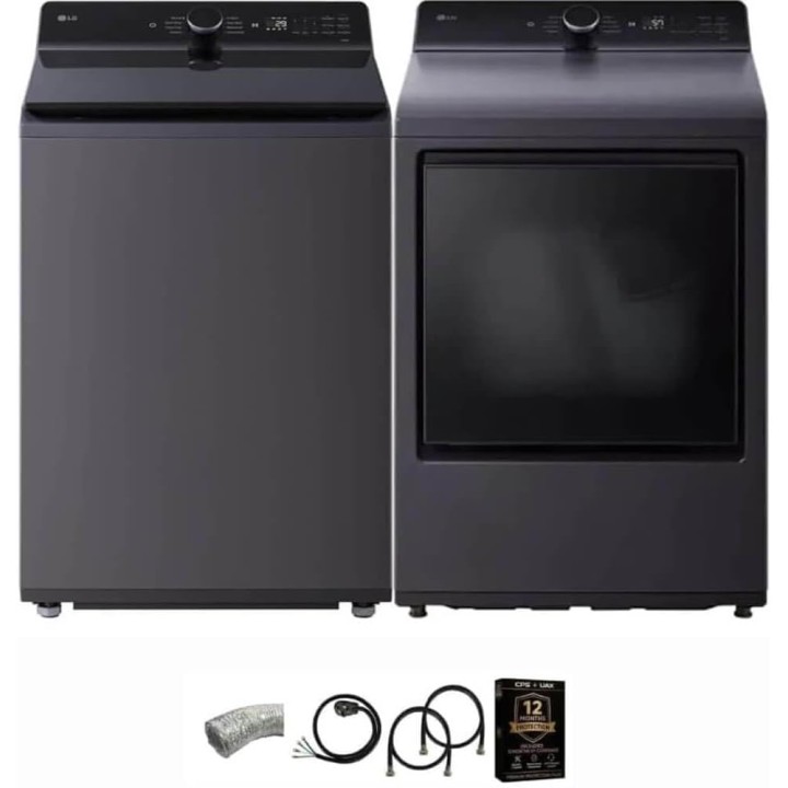 Colonne lave-linge/sèche-linge LG - TurboWash, WiFi, vapeur, grande capacité, noir mat