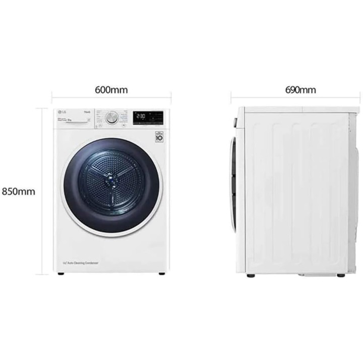 Sèche-linge frontal 8 kg pompe à chaleur A+++ Wi-Fi Smart LG - Allergy Care - Eco Hybrid