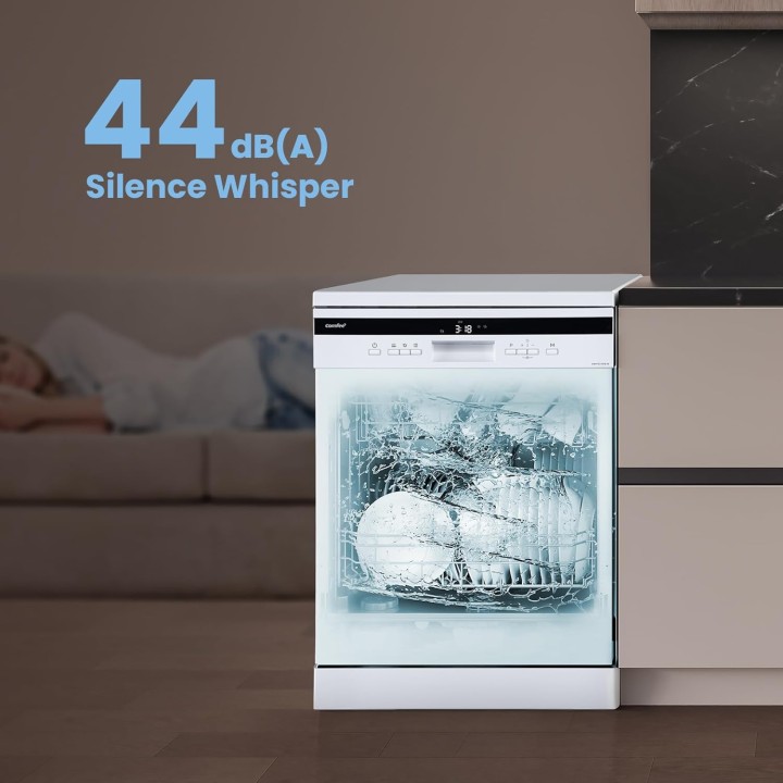 Lave-vaisselle pose libre 14 couverts silencieux 44 dB séchage automatique blanc
