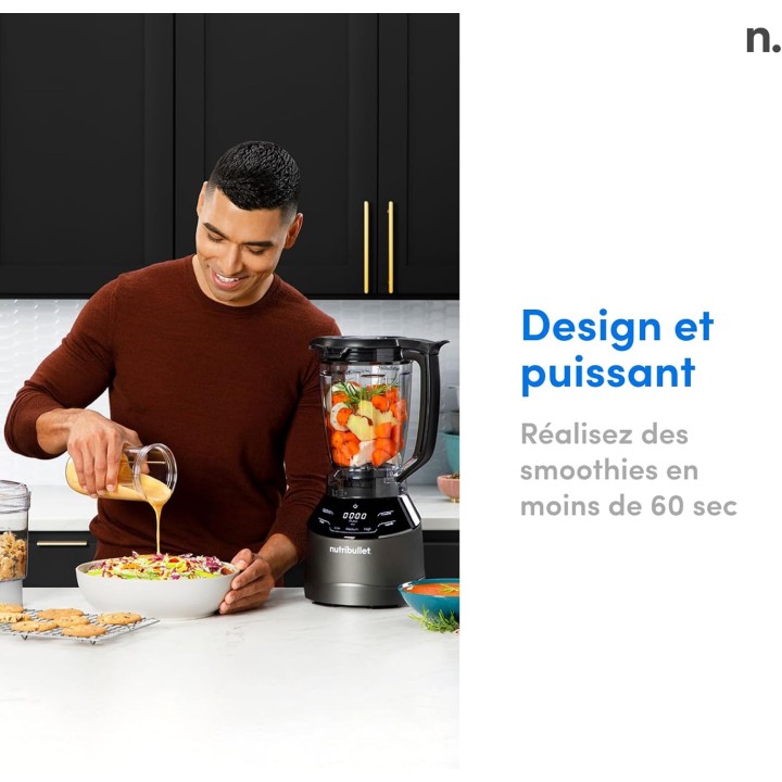 Blender multifonction 3 en 1 NutriBullet 1500W - Programmes intelligents - Noir