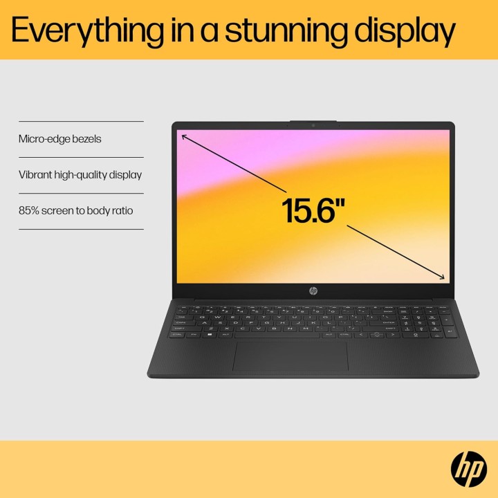 PC portable HP 15,6'' - Ryzen 7, 16Go RAM, 512Go SSD, Windows 11, autonomie 10h - Noir