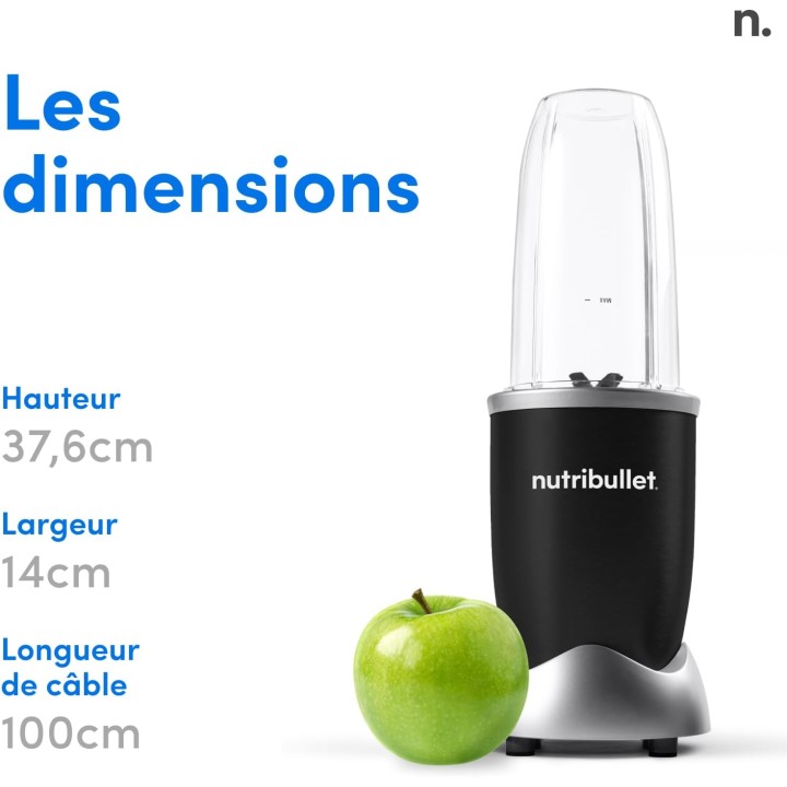 Blender NutriBullet Pro 900W - Compact, extraction nutriments, 700ml, noir