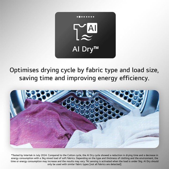 Sèche-linge pompe à chaleur connecté LG 9 kg AI Dry - Turbo Dry - Noir