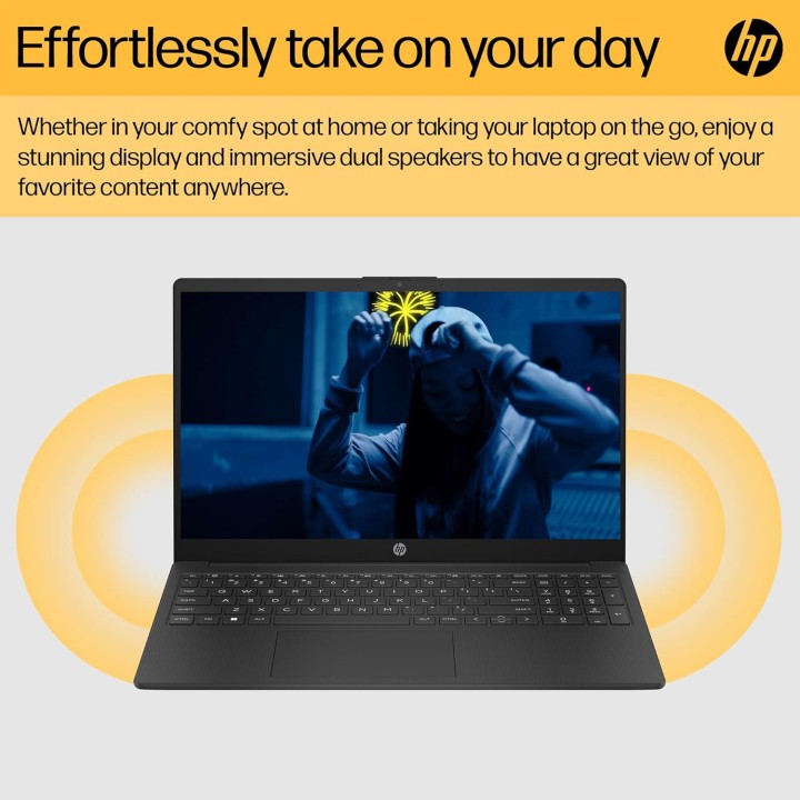 PC portable HP 15,6'' - Ryzen 7, 16Go RAM, 512Go SSD, Windows 11, autonomie 10h - Noir