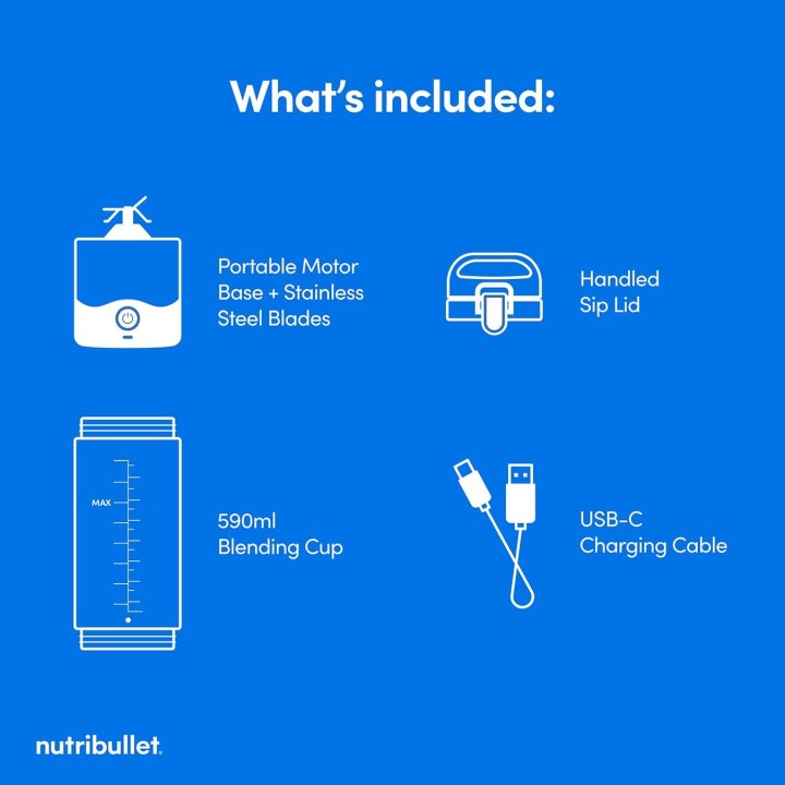Blender portable NutriBullet noir – Sans fil, 475 ml, rechargeable USB-C, usage nomade