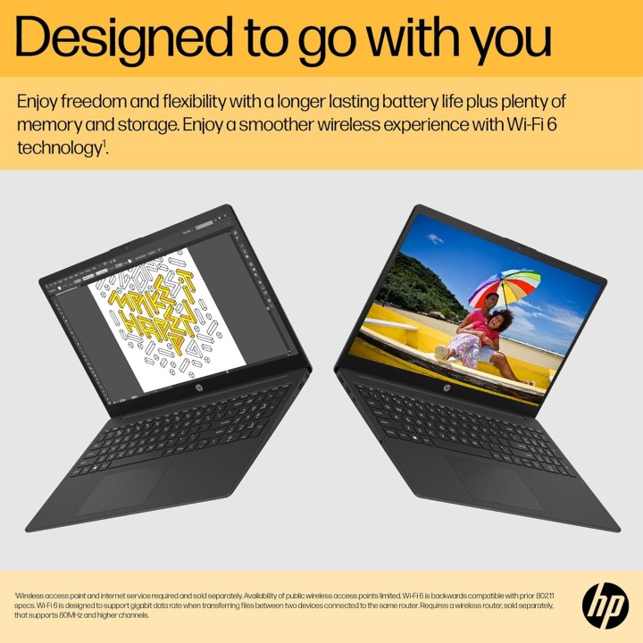 PC portable HP 15,6'' - Ryzen 7, 16Go RAM, 512Go SSD, Windows 11, autonomie 10h - Noir