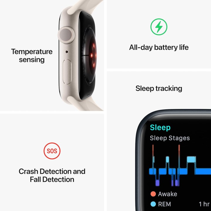 Montre connectée Apple Watch Series 8 - 45 mm aluminium Midnight bracelet sport